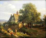 Adrian Ludwig Richter St. Anna s church in Krupka oil painting